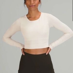 Lululemon Ebb to Street Long Sleeve Crop white opal size 6